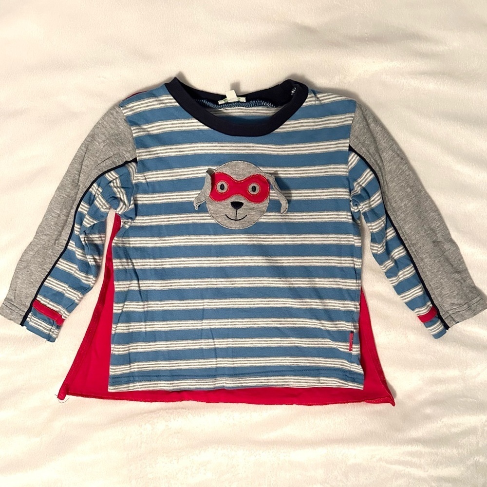 Le Top Superhero Dog Long Sleeve Striped Shirt w/ Attached Cape 2T Boy Toddler